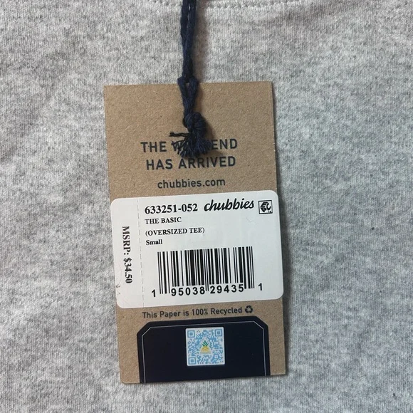 NWT Chubbies The Basic Oversized Tee - Size S, Mid Gray Heather - Picture 5 of 14